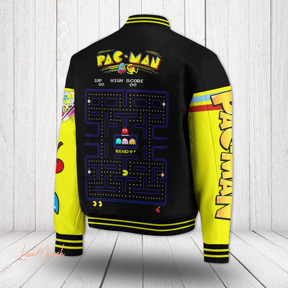 Retro Pac-Man Varsity Jacket - Iconic Arcade Game Design, Unisex, Limited Edition - Image 3