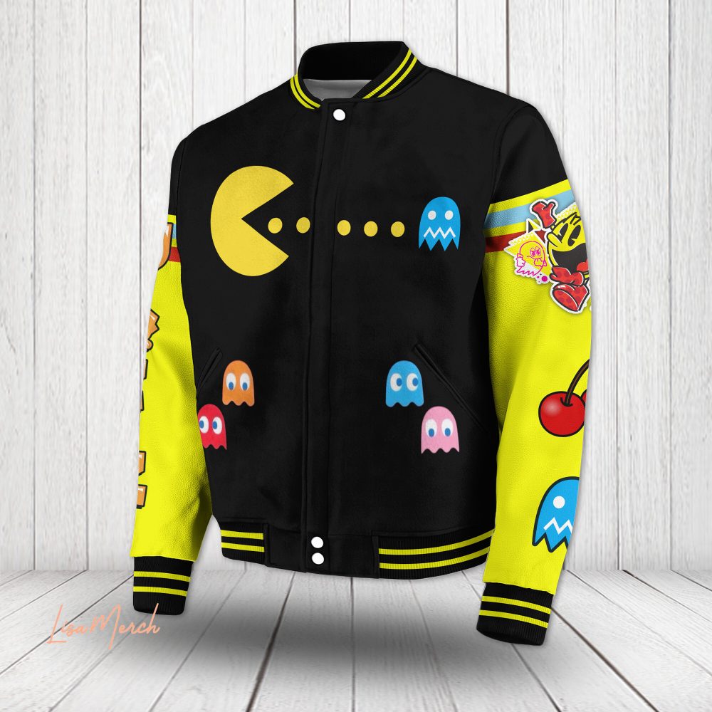 Retro Pac-Man Varsity Jacket - Iconic Arcade Game Design, Unisex, Limited Edition - Image 2