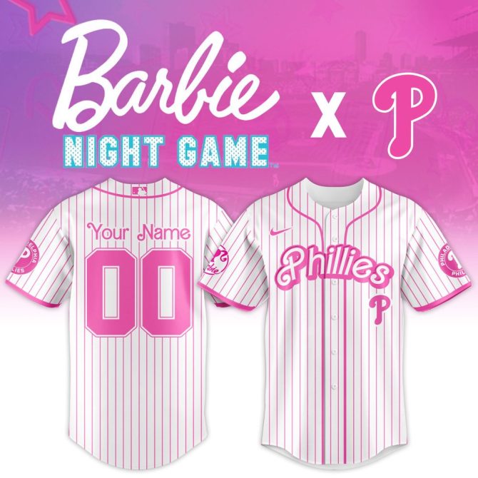 Customize Your Phillies Barbie Night Game Jersey – Limited Edition Pink Stripes!