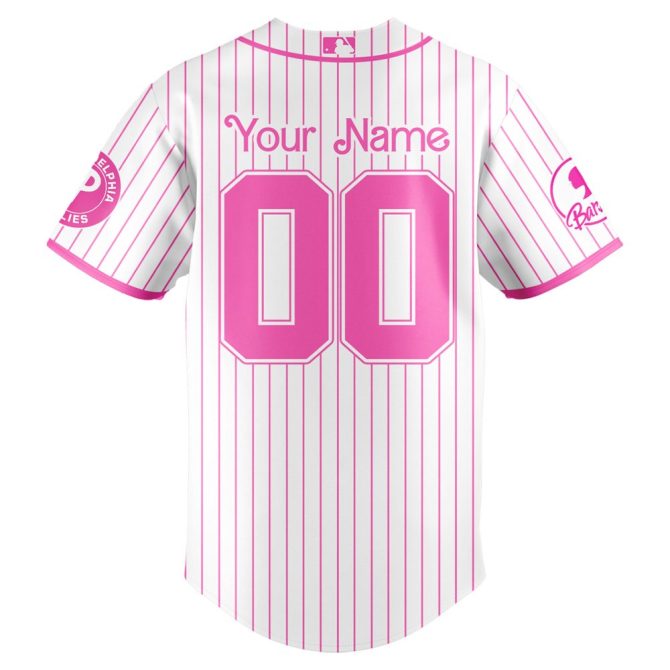 Customize Your Phillies Barbie Night Game Jersey – Limited Edition Pink Stripes! - Image 3