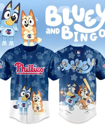 Bluey And Bingo Phillies Kids' Baseball Jersey - Fun Cartoon Design