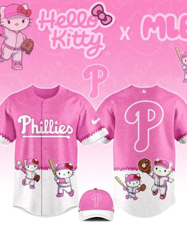 Hello Kitty X Mlb Phillies Pink Baseball Jersey & Cap Set - Cute & Sporty Fan Gear