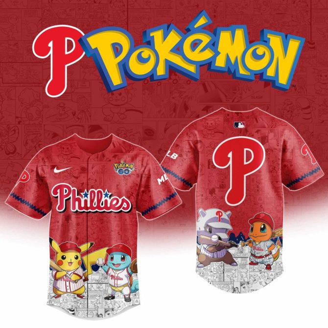 Limited Edition Pokémon Phillies Jersey - Pikachu & Friends Design