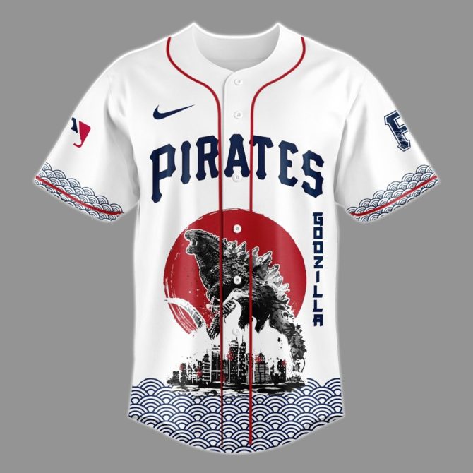Limited Edition Godzilla X Pirates Baseball Jersey - Unique Design, Perfect Gift! - Image 2
