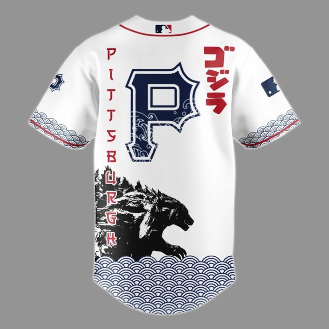 Limited Edition Godzilla X Pirates Baseball Jersey - Unique Design, Perfect Gift! - Image 3