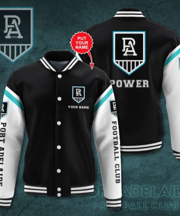Custom Port Adelaide Varsity Jacket - Personalize Your Name - Stylish Fan Gear