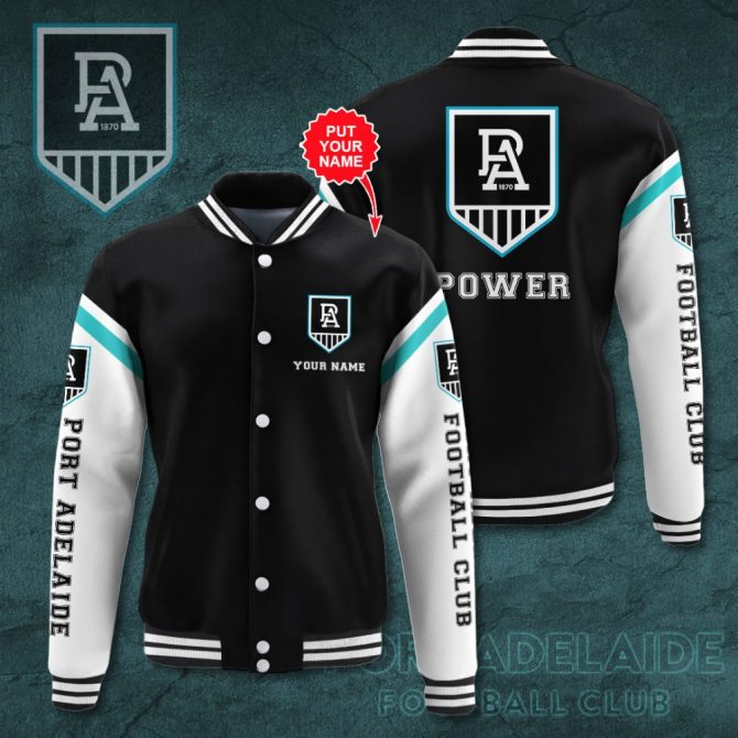 Custom Port Adelaide Varsity Jacket - Personalize Your Name - Stylish Fan Gear