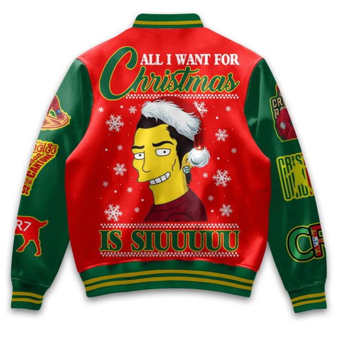 Festive Christmas Varsity Jacket - Fun Graphic Holiday Wear For Soccer Fans - Image 3