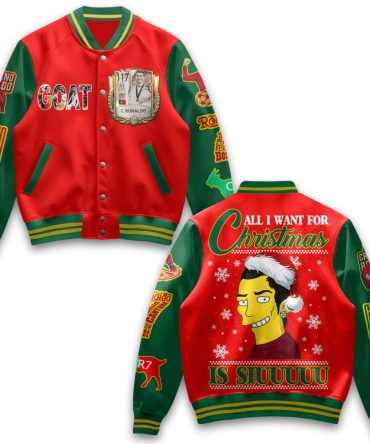 Festive Christmas Varsity Jacket - Fun Graphic Holiday Wear For Soccer Fans