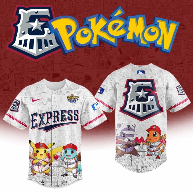 Limited Edition Pokémon X Express Baseball Jersey – Pikachu, Squirtle, Charmander Design