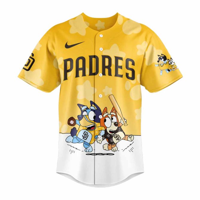 Limited Edition Bluey & Bingo Padres Baseball Jersey - Kids' Favorite Cartoon Sportswear! - Image 2