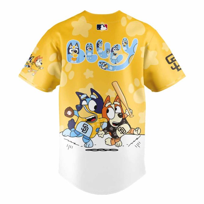 Limited Edition Bluey & Bingo Padres Baseball Jersey - Kids' Favorite Cartoon Sportswear! - Image 3