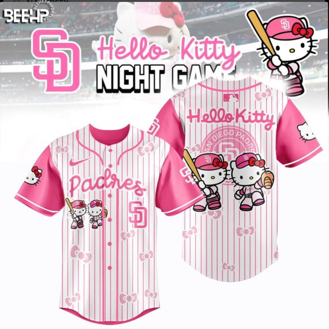 Hello Kitty Padres Baseball Jersey - Pink Night Game Edition - Cute & Stylish Fan Gear