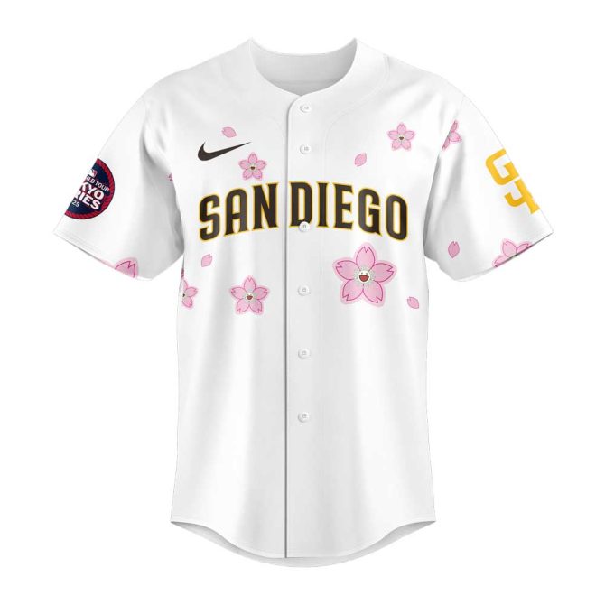 Limited Edition San Diego Mlb Tokyo Series 2025 Jersey - Murakami Design, Cherry Blossom Art - Image 2