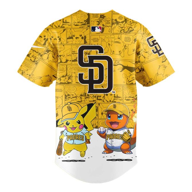 Limited Edition Pokémon Padres Jersey - Pikachu & Charmander Design For Fans - Image 3