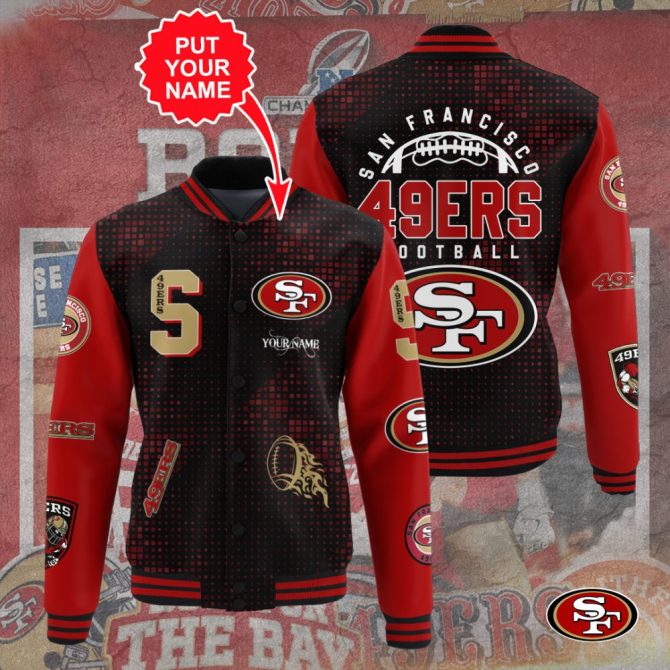 Personalized San Francisco 49Ers Varsity Jacket - Custom Name Embroidery, Premium Fan Gear