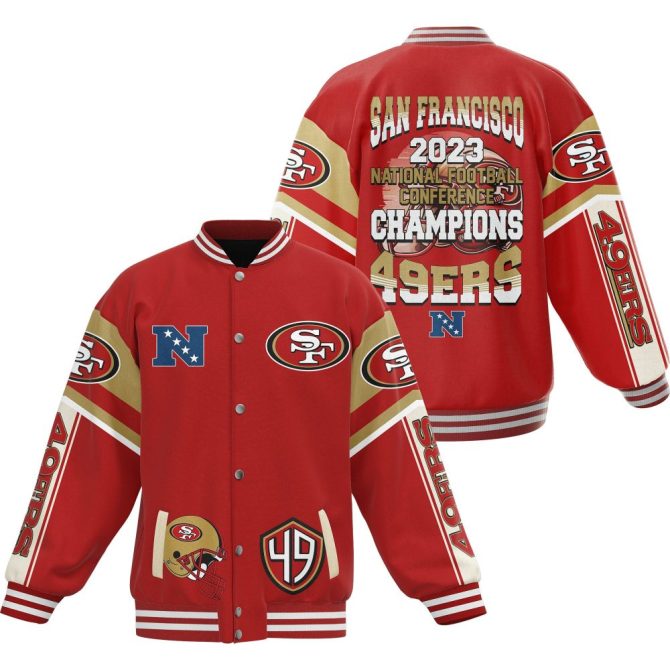 2023 San Francisco 49Ers Nfc Champs Jacket - Red Varsity Style, Official Merchandise