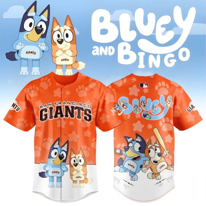 Bluey & Bingo San Francisco Giants Kids Jersey - Fun & Playful Design!