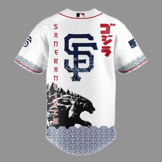 Limited Edition Godzilla X Giants Baseball Jersey – Iconic Collaboration Apparel - Image 3