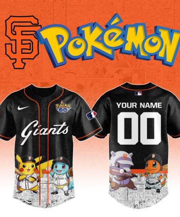 Customizable Giants X Pokémon Jersey – Pikachu, Squirtle, Charmander Design – Perfect Gift For Fans!