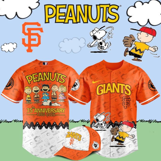 Limited Edition Peanuts 75Th Anniversary Giants Jersey & Cap Set - Celebrate In Style!