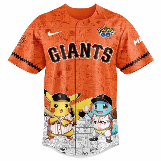 Limited Edition Giants X Pokémon Jersey - Pikachu & Charizard Design - Perfect For Fans! - Image 2