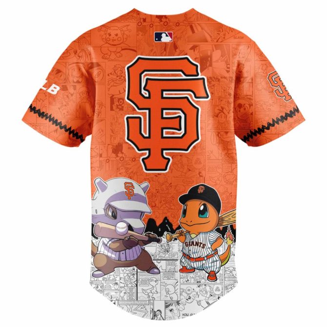 Limited Edition Giants X Pokémon Jersey - Pikachu & Charizard Design - Perfect For Fans! - Image 3