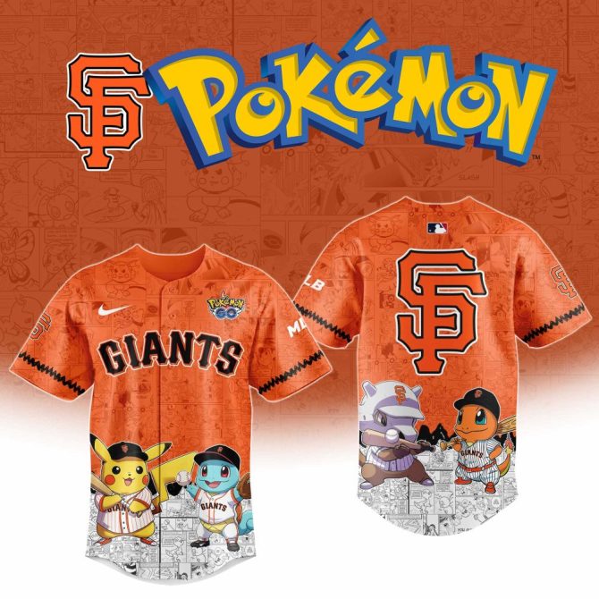 Limited Edition Giants X Pokémon Jersey - Pikachu & Charizard Design - Perfect For Fans!