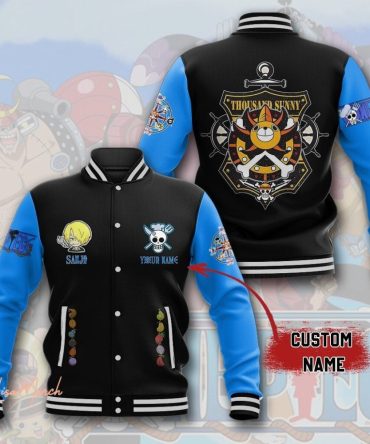 Custom Name Anime Varsity Jacket - One Piece Inspired Design, Perfect Gift For Fans