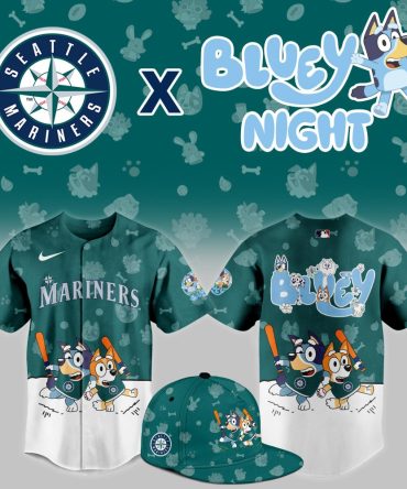Limited Edition Seattle Mariners X Bluey Night Jersey & Cap Set – Perfect For Fans!