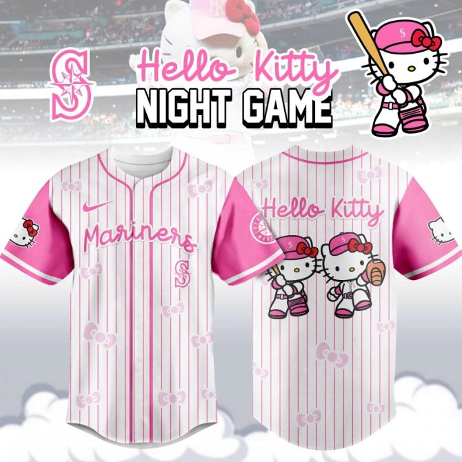 Hello Kitty Mariners Baseball Jersey - Cute Pink Stripes For Fans!