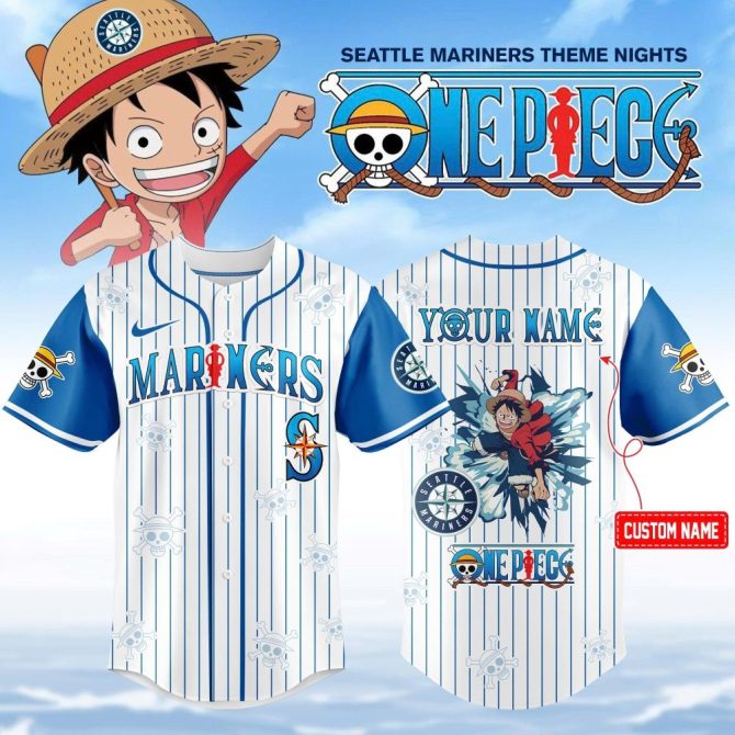 Custom One Piece X Mariners Baseball Jersey – Personalized Anime Fan Gear