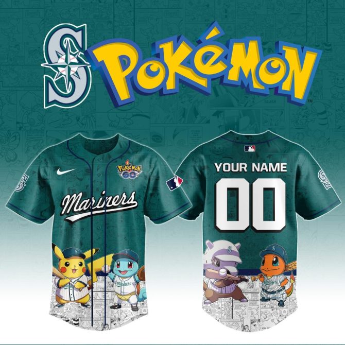 Customizable Pokémon X Mariners Baseball Jersey - Limited Edition Fan Gear