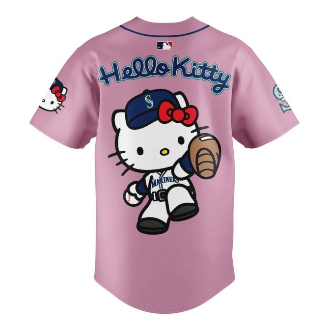 Hello Kitty X Seattle Mariners Pink Baseball Jersey & Cap Set – Cute Fan Gear! - Image 3