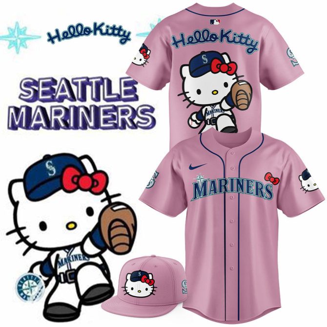 Hello Kitty X Seattle Mariners Pink Baseball Jersey & Cap Set – Cute Fan Gear!