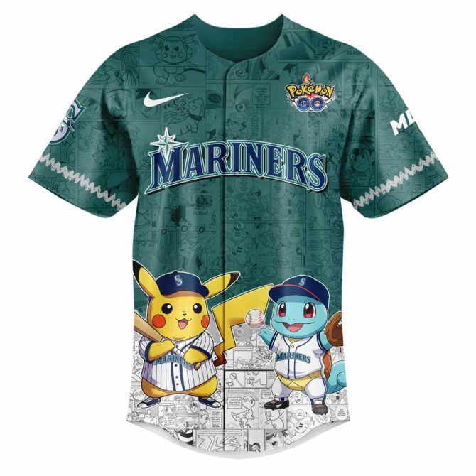 Limited Edition Pokémon X Mariners Jersey - Pikachu & Friends - Official Mlb Apparel - Image 2