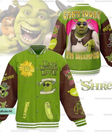 Certainly! Here'S A Potential High Ctr Product Title For Your Google Shopping Ad:

Shrek Themed Varsity Jacket - Fun Cartoon Design, Perfect Gift For Fans!
