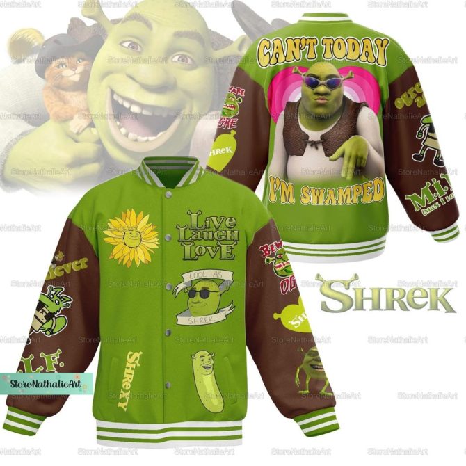 Shrek Themed Varsity Jacket - Fun Cartoon Design, Perfect Gift for Fans!