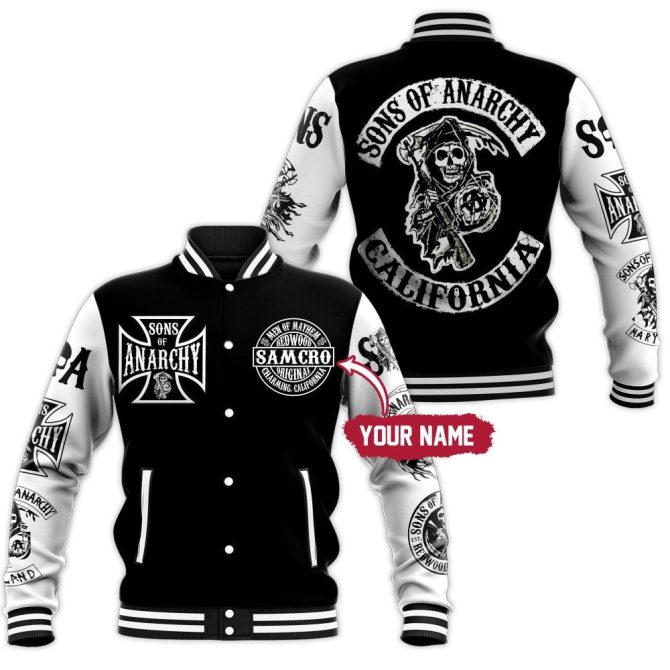 Custom Sons Of Anarchy Varsity Jacket - Personalized Name, Premium Quality