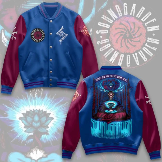 Limited Edition Soundgarden Varsity Jacket – Stylish Blue & Maroon With Iconic Designs