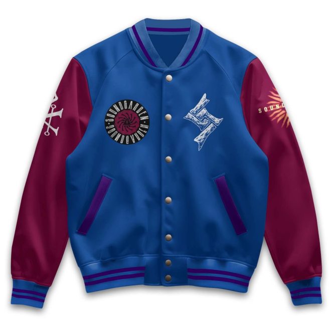 Limited Edition Soundgarden Varsity Jacket – Stylish Blue & Maroon With Iconic Designs - Image 4