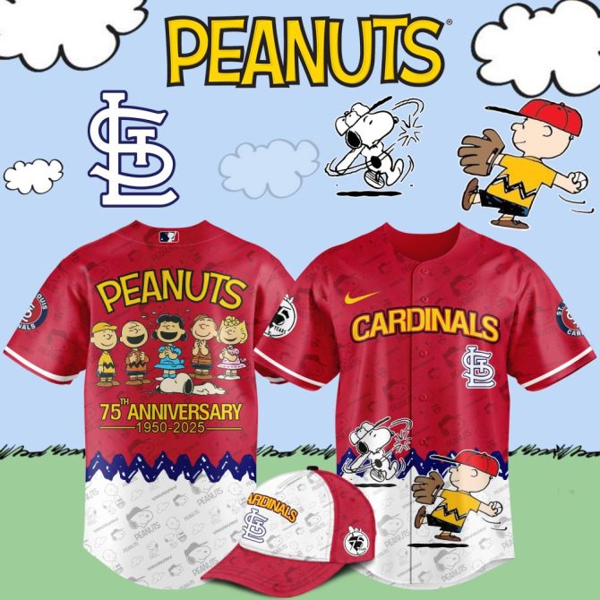 Celebrate 75 Years: Peanuts Cardinals Jersey & Cap Set - Limited Edition!