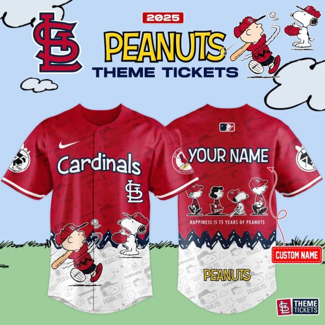 2025 Cardinals Peanuts Custom Jersey – Personalize Your Name, Celebrate 75 Years!