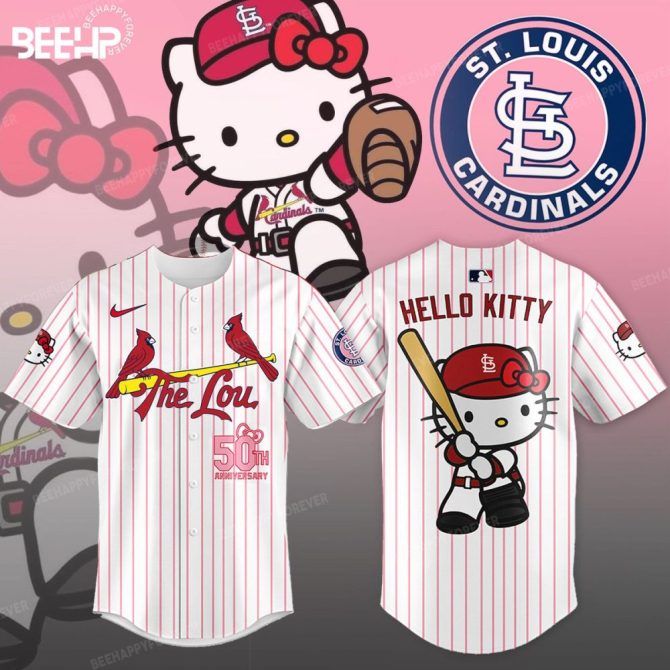 Hello Kitty X Cardinals Baseball Jersey - Cute & Sporty Fan Gear For 50Th Anniversary