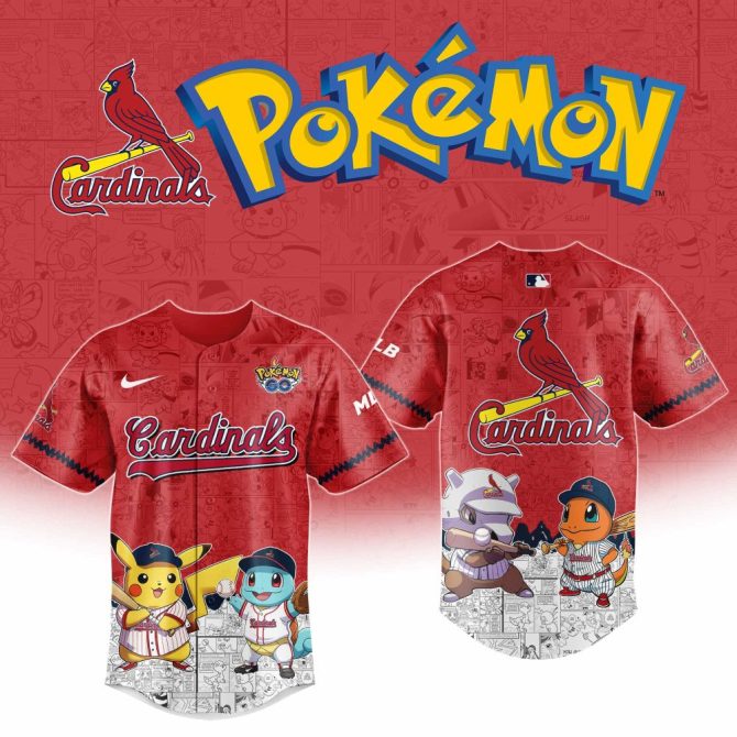 Limited Edition Cardinals X Pokémon Jersey – Pikachu & Friends Baseball Gear