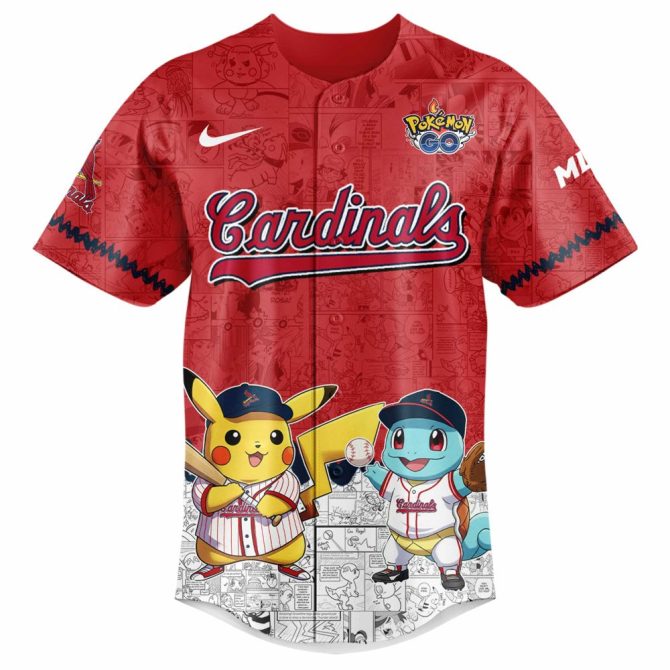 Limited Edition Cardinals X Pokémon Jersey – Pikachu & Friends Baseball Gear - Image 2