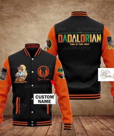 Customizable Dadalorian Varsity Jacket - Personalized Gift For Star Wars Fans