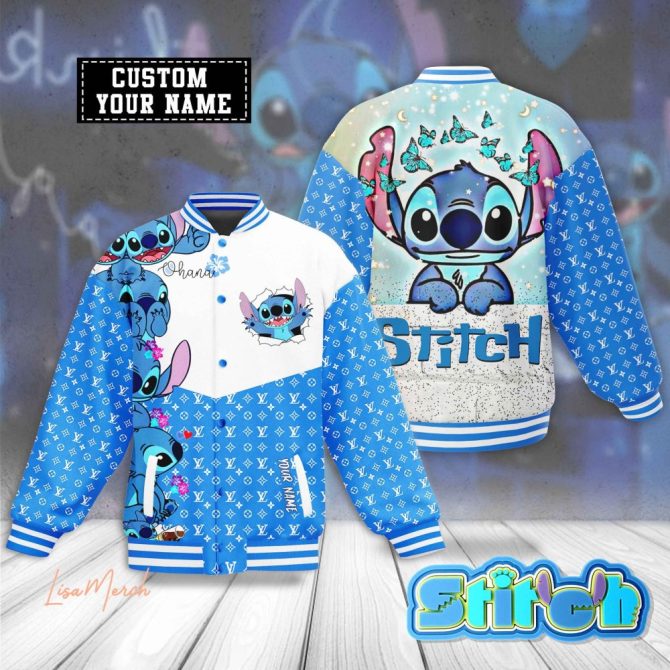 Custom Stitch Varsity Jacket – Personalized Blue Anime Design For Fans