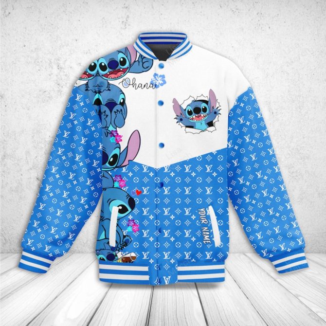 Custom Stitch Varsity Jacket – Personalized Blue Anime Design For Fans - Image 2