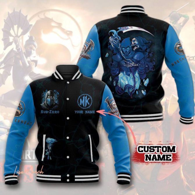 Custom Name Sub-Zero Varsity Jacket - Ultimate Gaming Fan Gear With Personalized Touch
